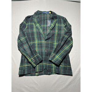 Polo Ralph Lauren Men Soft Knit Tartan Plaid Sport Coat Blazer Jacket Sz XL‎